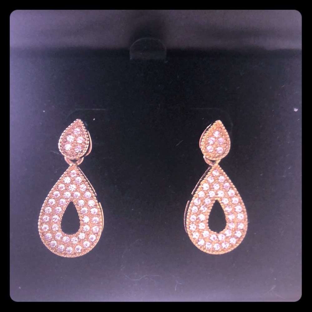 Crystal and Golden teardrop earrings